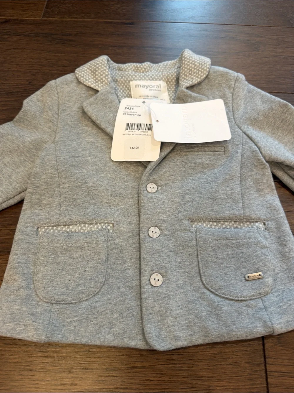 Mayoral Gray Toddler Blazer Jacket Size 6-9 Month NWT - C52-017